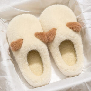 Cotton slippers for women in autumn and winter 2025 new indoor home thick sole warm fur plus velvet cotton