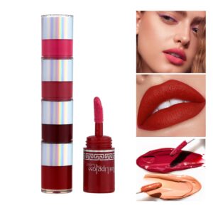 5 In 1 Lipstick, Five Color Matte Waterproof Velvet Long Las