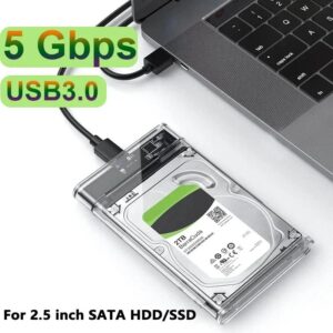 USB3.0 External HDD Case 5Gbps 2.5 Inch Transparent Hard Dis